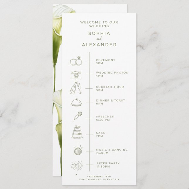 Programa Program for a modern wedding. (Frente/Verso)