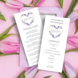 Programa Purple Heart on Wildflowers for Wedding