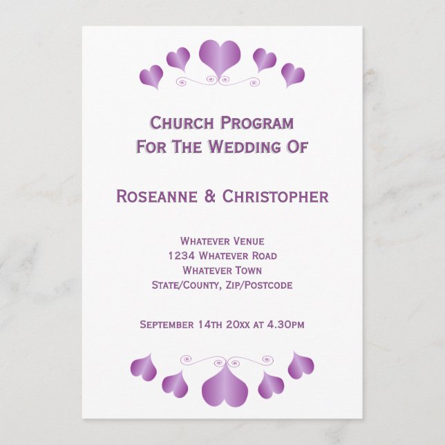 Programa Purple Hearts Design Wedding (Frente)