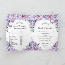 Púrpura Quinceañera Ordem de Eventos Padrinos