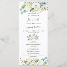 Programa Quic Ivory White Floral Greenery Weding Program