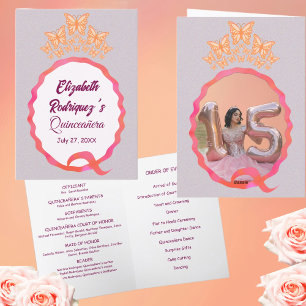 Programa Quinceanera Butterflies Tiara Crown Squiggle