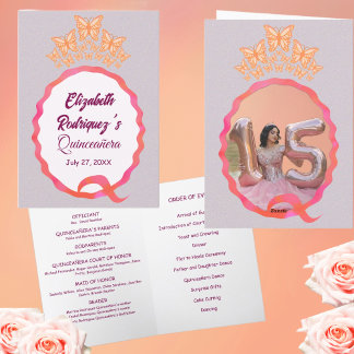 Programa Quinceanera Butterflies Tiara Crown Squiggle