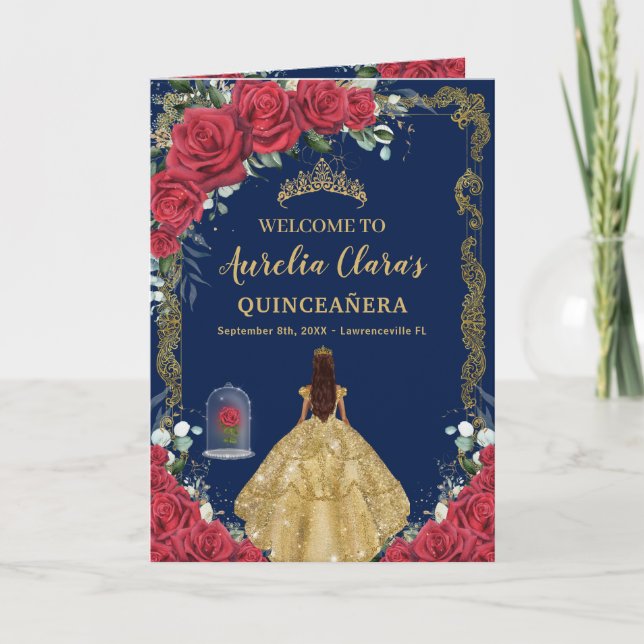 Programa Quinceañera Floral Rosa Encantada Ordem dos Aconte (Frente)