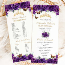 Quinceañera Floral Roxo Escuro Ordem dos Acontecim