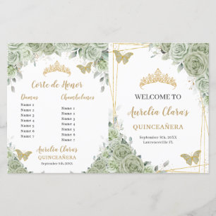 Programa Quinceanera Floral Verde Sage Orçamento