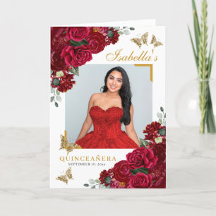 Programa Quinceanera Tiara Floral Vermelha e Dourada