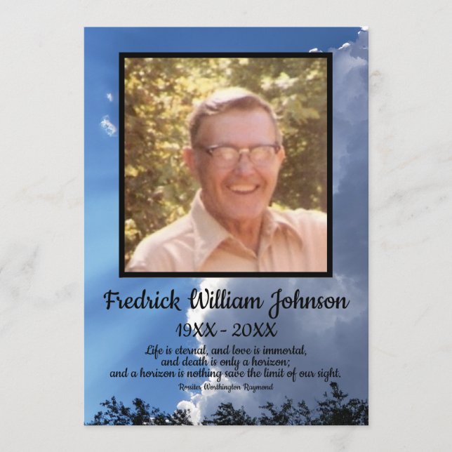 Programa Quote Photo Cloud Background Funeral  Program (Frente)