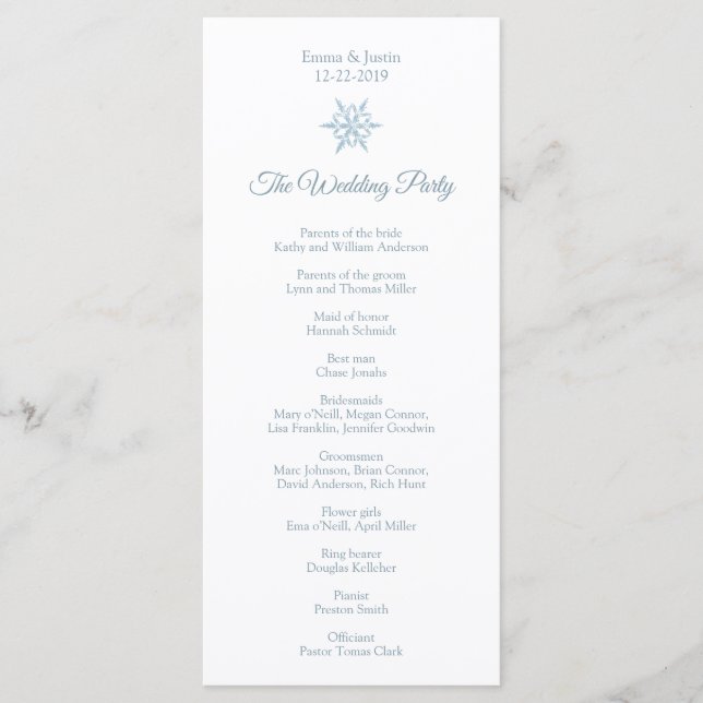Programa Rackckard casamento no inverno Silver Blue Snowfla (Frente)