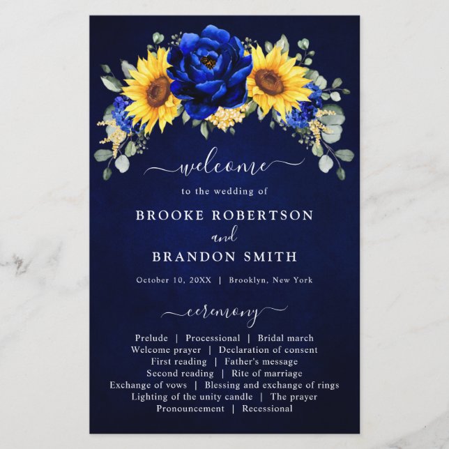 Programa Real Blue Rustic Sunflower Modern Weds (Frente)