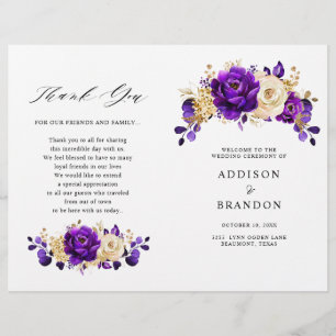 Programa Real de Casamento Botânico Dourado Violet