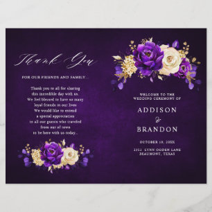 Programa Real de Casamento Botânico Dourado Violet