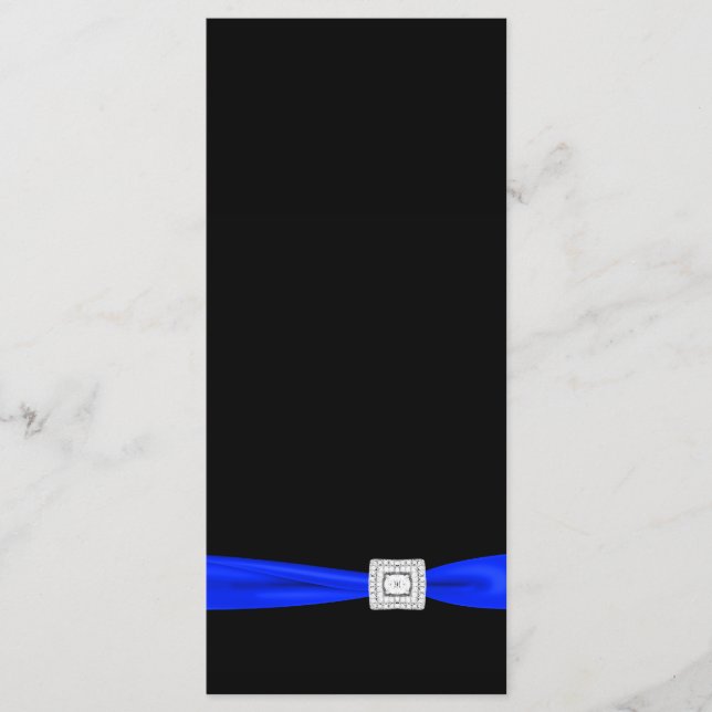 Programa Real de Casamento Negro e Azul Elegante (Frente)