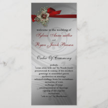 Red FAUX ribbon vintage brooch Wedding