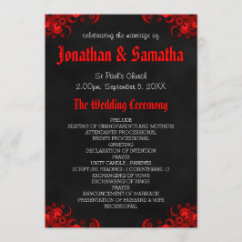 Programa Red Floral Black Chalkboard Gothic Wedment Program