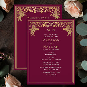 Programa Red Royal Lion Medieval de Casamento de E