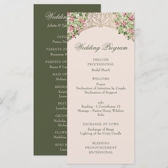 Programa Regal Doors Elegant Faux Foil Wedding (Frente/Verso)