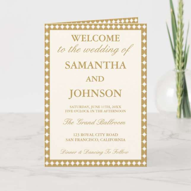 Programa Retro Ballroom Vintage Ivory Wedding Program (Frente)