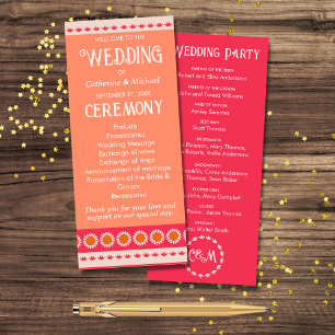 Programa Retro Boho Floral Rosa & Laranja Casamento Colorid