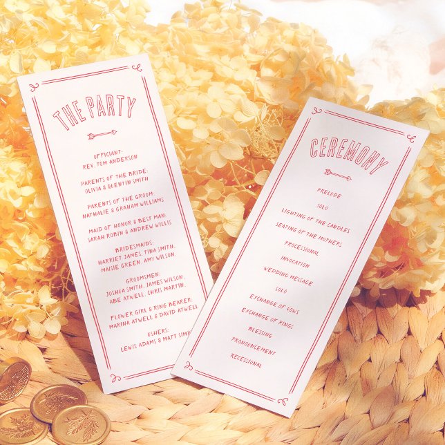 Programa Retro Love Struck Hand Drawn Cupid Modern Wedding (Criador carregado)