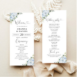 Programa Romantic Light Blue Floral Wedding Program