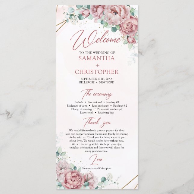 Programa Rosa boêmico de ervilhas de eucalipto ouro (Frente)