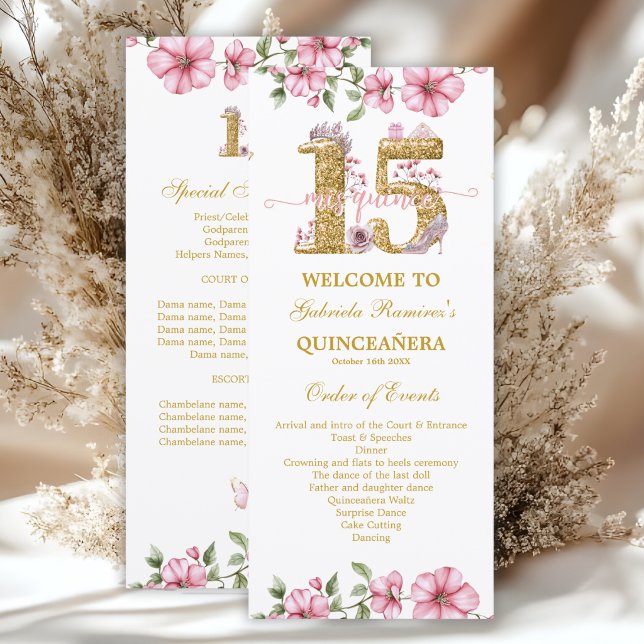 Programa Rosa Corado Dourado Mis Quince Quiñceanera (Criador carregado)