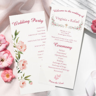 Programa rosa Floral de Casamento Cristão