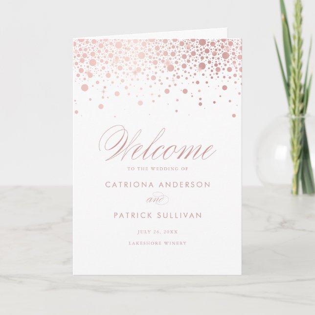 Programa Rosa Gold Foil Confetti Pontos White Wedlet (Frente)