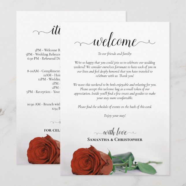 Programa Rosa Laranja Enferrujado Casamento Bem-vindo & Iti (Frente/Verso)