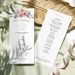 Programa Rosa rosa-rosa aquarela flores florais casamento