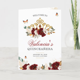 Programa Rosa vermelha Dourada Tiara Butterfly Quinceanera