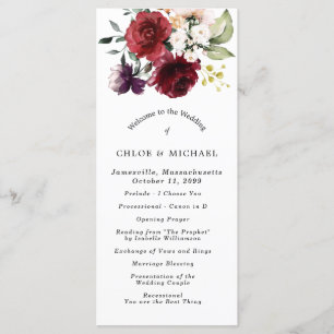 Programa Rosa vermelha Floral DIY Wedding