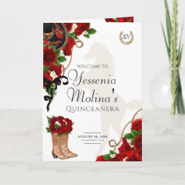 Programa Rosa vermelha Floral Mariachi Charro Quinceanera