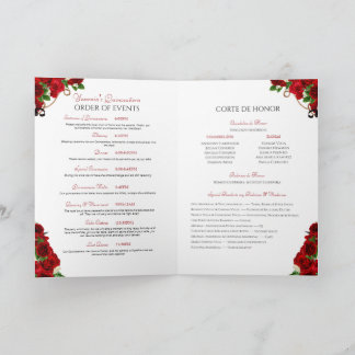 Programa Rosa vermelha Floral Mariachi Charro Quinceanera