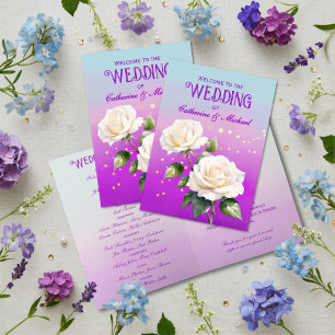 Programa Rosas com Efeito Ombre em Aquarela Azul Roxo Casam