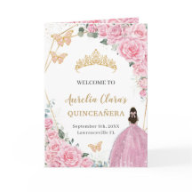 Rosas Florais Rosa Quinceanera Princesa Borboletas