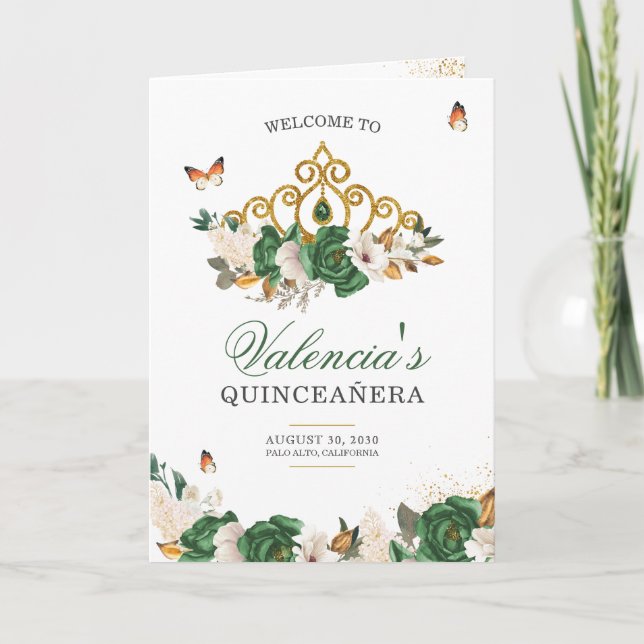 Programa Rosas Verdes Douradas Tiara Butterfly Quinceanera (Frente)