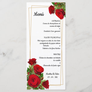 Programa Rosas Vermelhas Originais do Cardápio de Casamento
