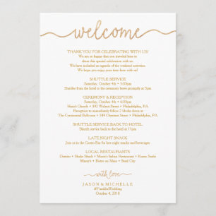 Programa Roteiro de Casamento em Letra Dourada - Boas-vinda