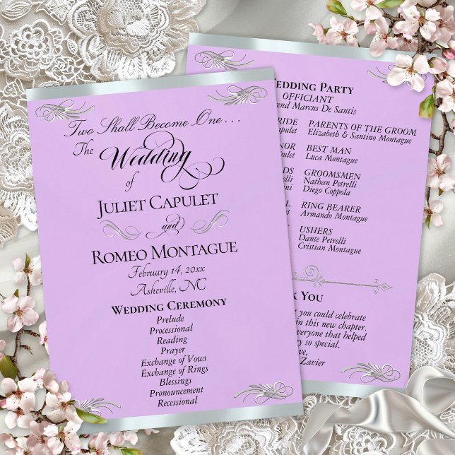 Programa Roteiro de Casamento - Lavanda/Prata (Criador carregado)