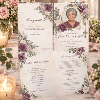 Programa Roxo Ameixa Marfim Floral Foto Memorial Católico
