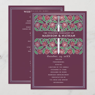 Programa Roxo Medieval Floral Prata Espada Casamento Real