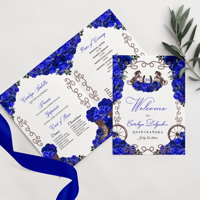 Programa Royal Blue Western Charro Quinceañera (Criador carregado)