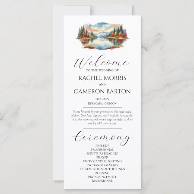 Programa Rustic Autumn Lakeside Forest Weding Prog (Frente)