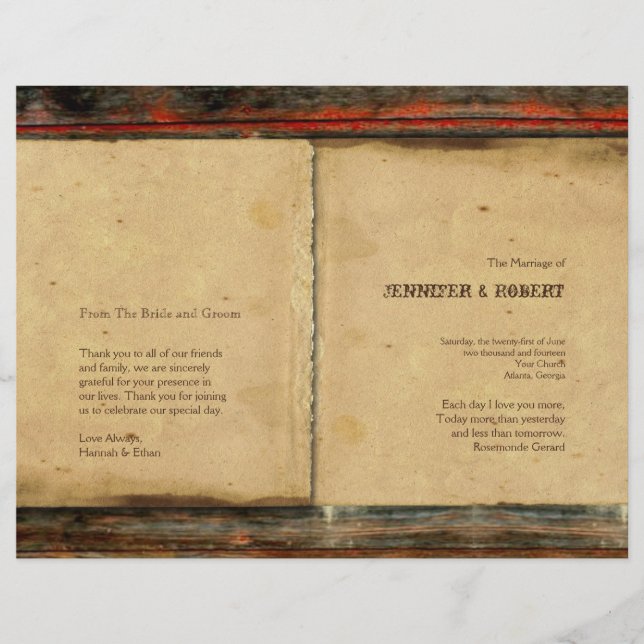 Programa Rustic Barn Wood Wedding (Frente)