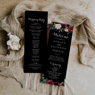 Programa Rustic Black Botanical Wedding