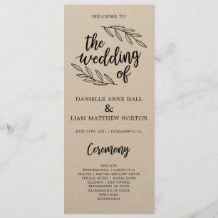 Programa Rustic Branches Ceremony
