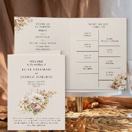 Programa Rustic Brown Country Floral Weding Progra
