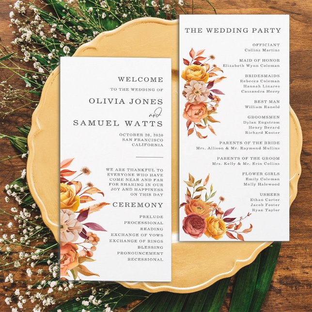 Programa Rustic Brown Orange Autumn Casamento outo (Criador carregado)